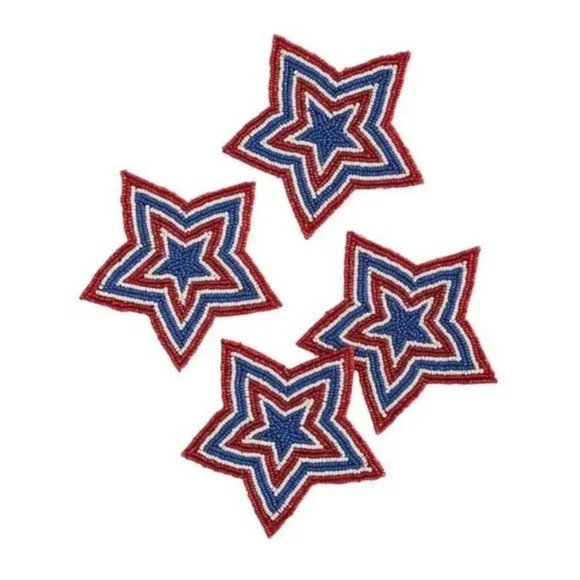 NWT Pier 1 Americana Beaded Coasters - Set of 4 - Picture 3 of 3